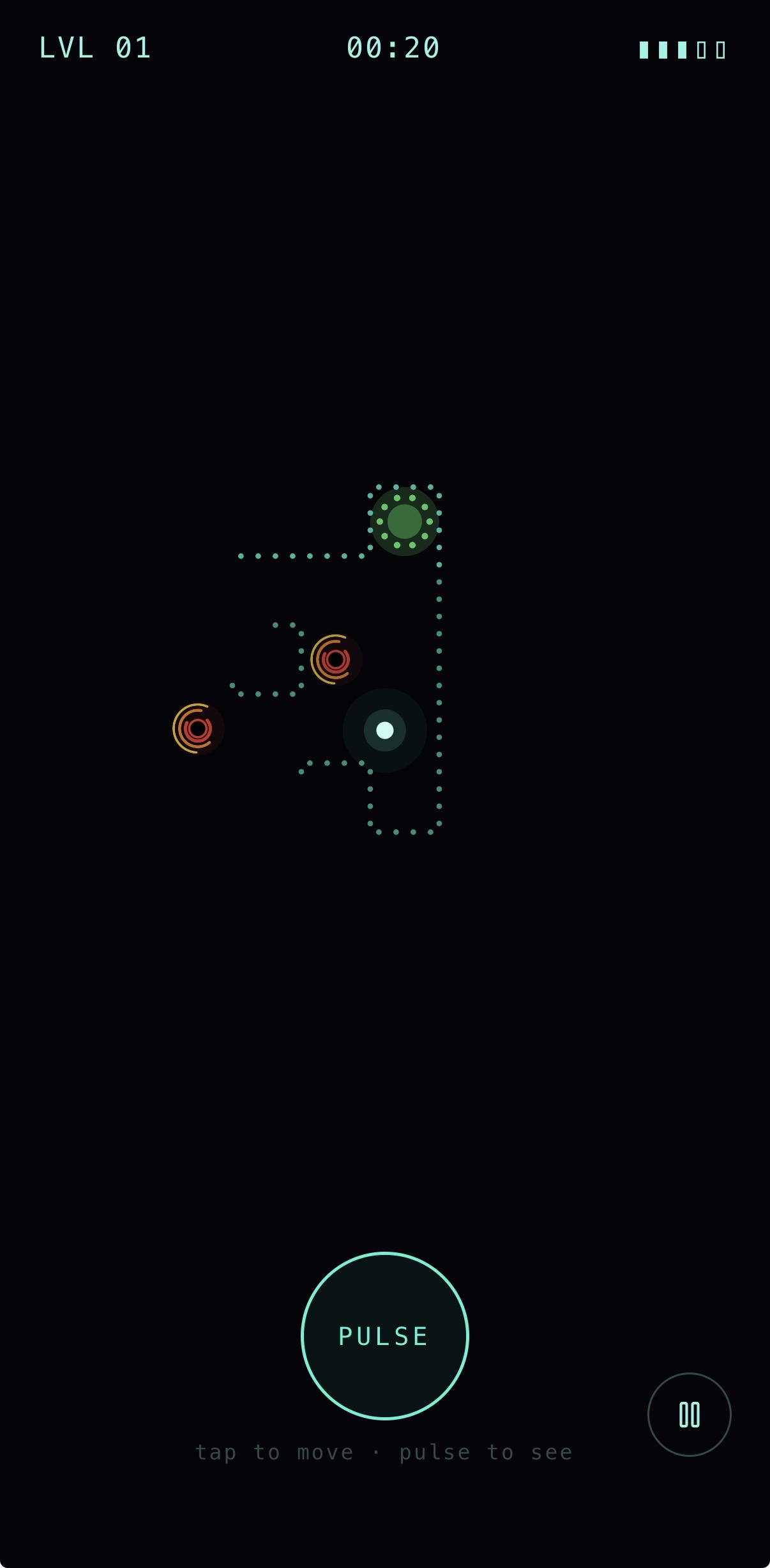 Gameplay — threading between void hazards toward the exit