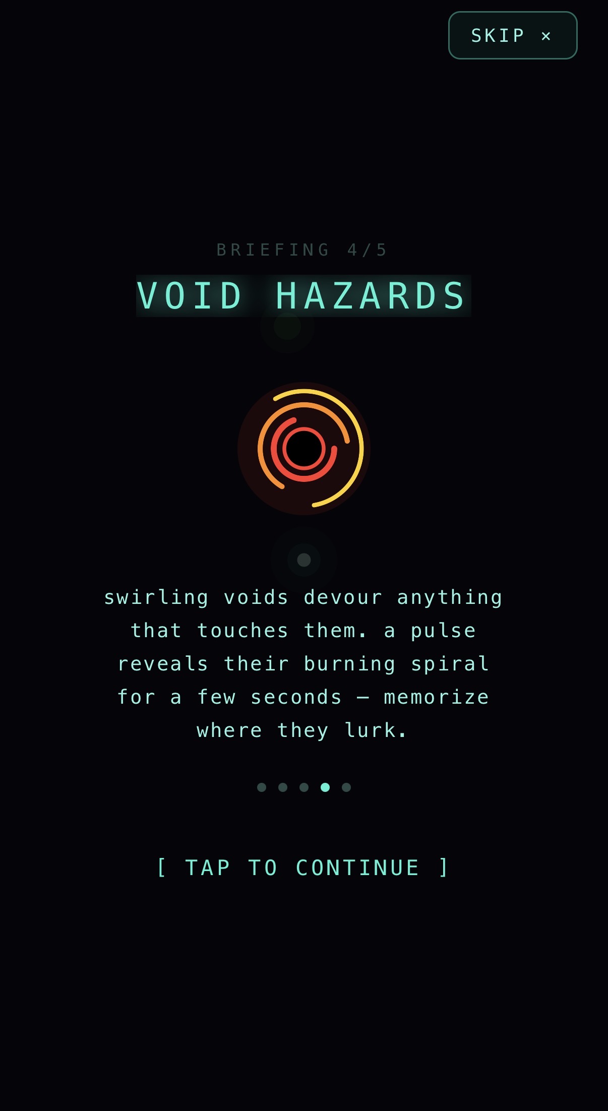 Step 4 — Void Hazards briefing screen